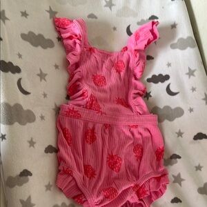 Pink Strawberry Baby Romper